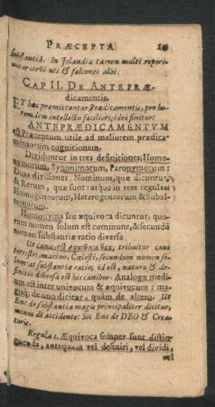 Cap. II. De Antepraedicamentis.