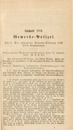 Abschnitt XVII. Gewerbe-Polizei