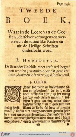 Tweede boek. I. Hoofdstuk