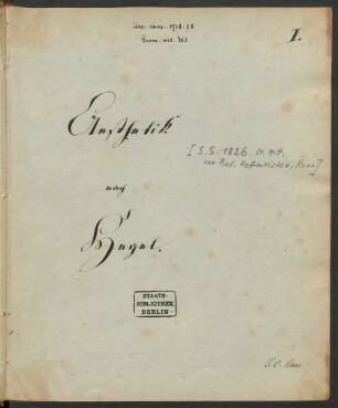 Ästhetik (Philosophie der Kunst), Berlin SS 1826
