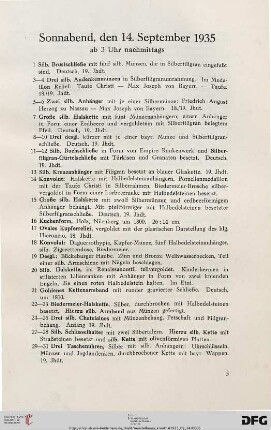 Sonnabend, den 14. September 1935, ab 3 Uhr nachmittags (Nr. 1-407)