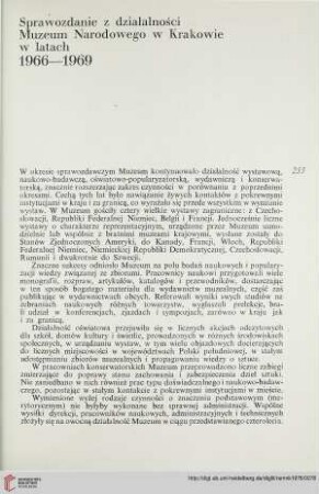 11: Sprawozdanie z działalności Muzeum Narodowego w Krakowie w latach 1966-1969