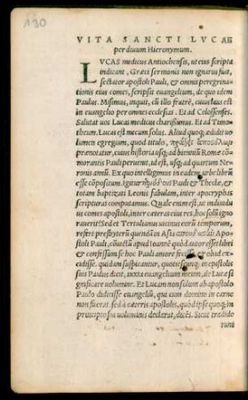 Vita Sancti Lucae per divum Hieronymum.