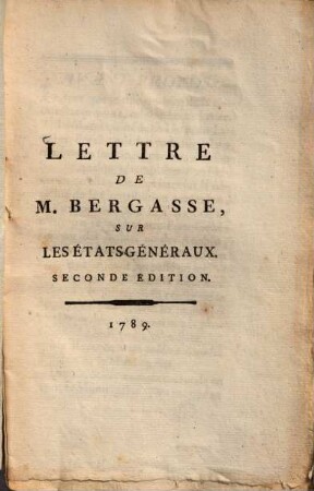 Lettre sur les 'Etats G'en'eraux