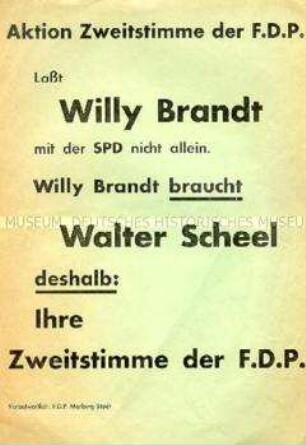 Flugblatt der FDP zur Bundestagswahl 1972