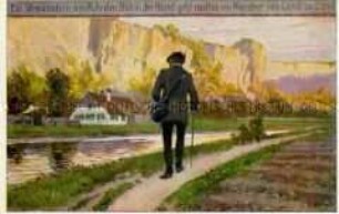 Wanderer am Flussufer