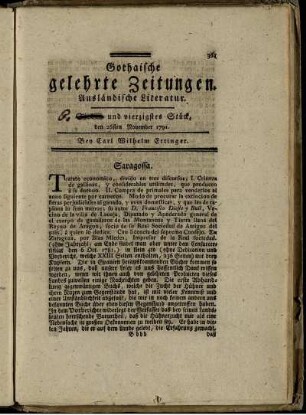 Sieben und vierzigstes Stück, den 26ten November 1791.