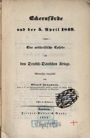 Eckernförde und der 5. April 1849 : eine artilleristische Episode aus dem Deutsch-Dänischen Kriege