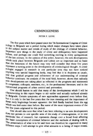 115-130, Criminogenesis