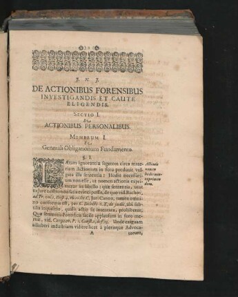 Sectio I. De Actionibus Personalibus.