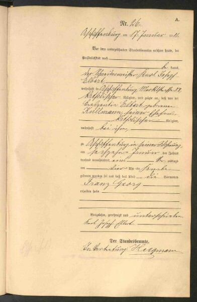 Standesamtsbuch der Stadt Aschaffenburg: Geburten 365/1900 - 184/1901