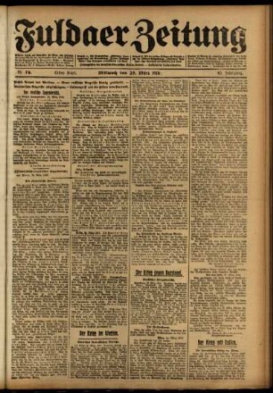 Erste Ausgabe vom Mittwoch, den 29. März 1916.