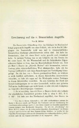 Erwiderung auf die v. Branco'schen Angriffe