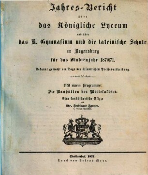 Jahres-Bericht. 1870/71 (1871)