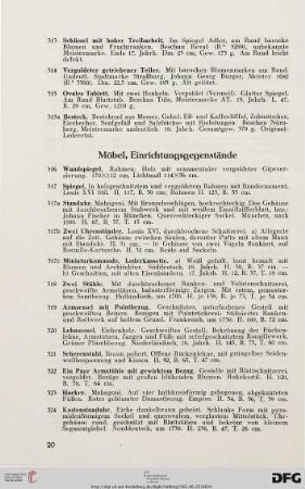 Möbel, Einrichtungsgegenstände (Nr. 316-350)