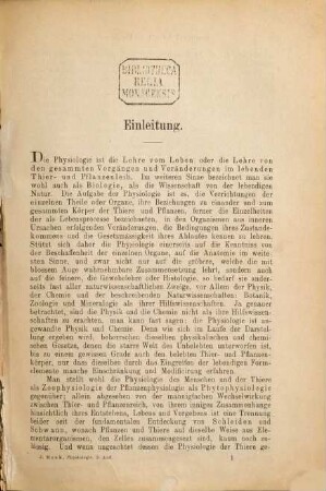 Physiologie der Menschen und der Säugethiere : Lehrbuch für Studirende und Aerzte. Mit 109 Holzschnitten