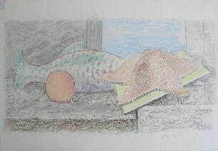 Komposition mit Seestern und Spielfisch