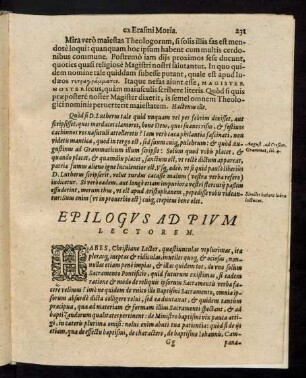 Epilogus Ad Pium Lectorem.