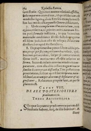 Caput VIII. De Sex Posterioribus prædicamentis.