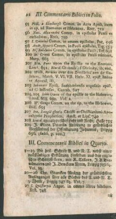 III. Commentarii Biblici