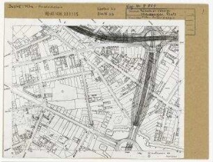 Hauptverkehrsstraßenplanung im Bereich des Strausberger Platzes und des späteren Leninplatzes. Berlin, Mitte, Leninplatz/Leninallee (vor 1950 und seit 1992 Landsberger Allee)/Mollstraße/Büschingplatz/Lichtenberger Straße/Strausberger Platz/Palisadenstraße