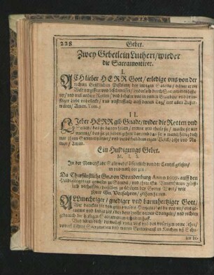 Zwey Gebetlein Lutheri/ wieder die Sacramantirer.