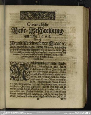 Orientalische Reise-Beschreibung, Im Jahr 1666