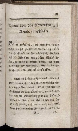 Etwas über das Adventlied zum Rorate (eingeschickt).