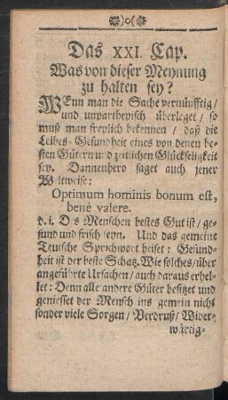Das XXI. Cap. Was von dieser Meynung zu halten sey?