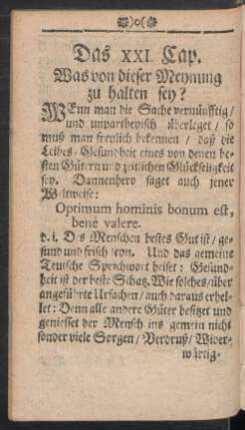 Das XXI. Cap. Was von dieser Meynung zu halten sey?