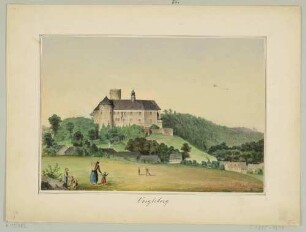 Schloss Voigtsberg (früher Burg Voigtsberg) in Oelsnitz-Voigtsberg im Vogtland, von Südwesten