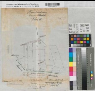 Albersloh (Sendenhorst) Schachtanlage Lageplan des Schachtes 1884 ca 1 : 2500 39 x 32 Zeichnung Strontianit AG, Köln Bergämter Nr. 5365