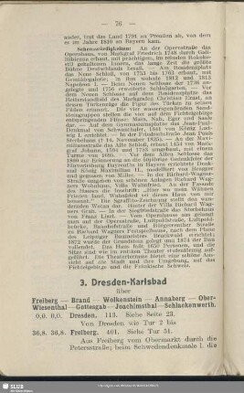 3. Dresden - Karlsbad : über Freiberg - Brand - Wolkenstein - Annaberg - Ober-Wiesenthal - Gottesgab - Joachimsthal - Schlackenwerth