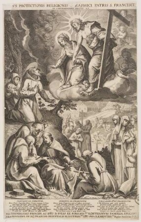 Christus und die Jungfrau Maria erscheinen dem Heiligen Franziskus und seinem Orden
