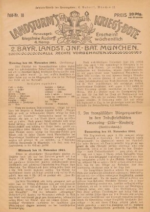 10.1914: Landsturm's Kriegs-Bote