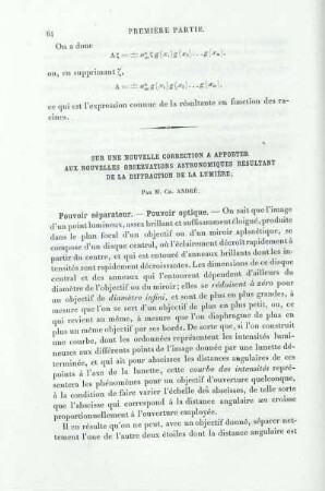 Sur une Novelle Correction a Apporter aux Novelles Observations Astronomiques Resultant de la Diffraction de la Lumière.