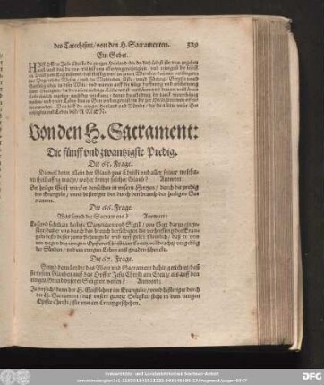Von den H. Sacrament: Die fünff und zwantzigste Predig.