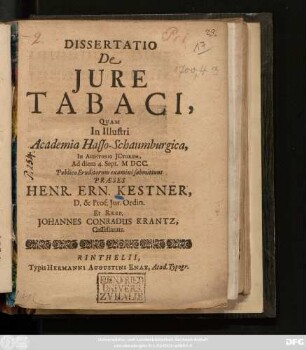Dissertatio De Iure Tabaci