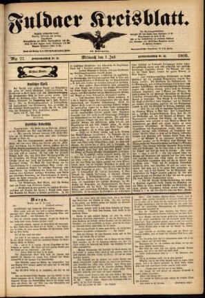 Erste Ausgabe vom Mittwoch, den 01. Juli 1903.