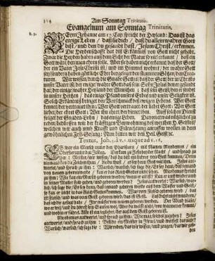 Evangelium am Sonntag Trinitatis.