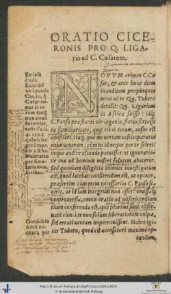 Oratio Ciceronis Pro Quinto Ligario ad Gaium Cæsarem