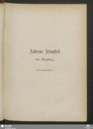 Andreas Attemstett von Augsburg. (Kirchenschmuck)