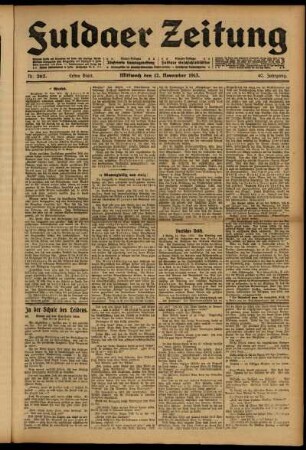 Erste Ausgabe vom Mittwoch, den 12. November 1913.
