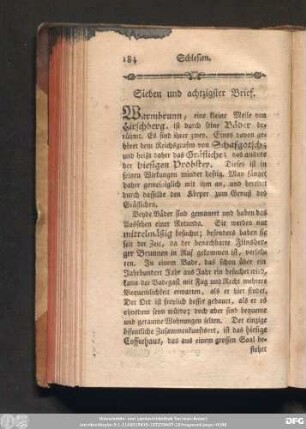 Sieben und achtzigster Brief.