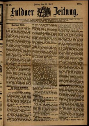 Ausgabe vom Freitag, den 22. April 1887.