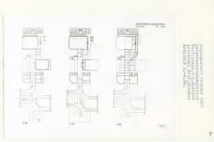 Laienforschungszentrum, Berlin-Gesundbrunnen (Diplomarbeit bei Bernhard Hermkes): Grundrisse 2. - 4. Obergeschoss 1:200