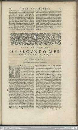 Liber Duodecimus. De Secundo Messiae Adventu, Deque In Eo Futuris