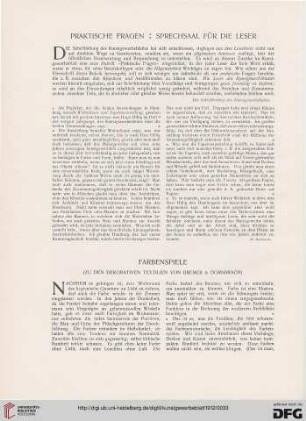 Praktische Fragen: Sprechsaal für die Leser