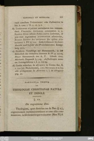 Particula Tertia De Theologiae Christianae Natura Et Indole.