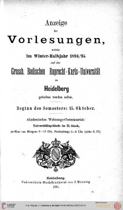 Wintersemester 1894/1895